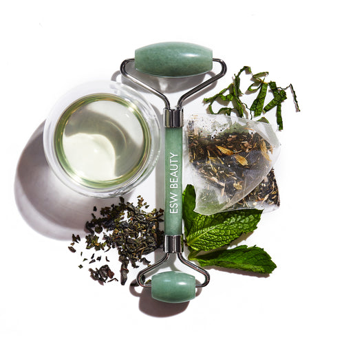 Mint Green Tea Jade Crystal Facial Roller