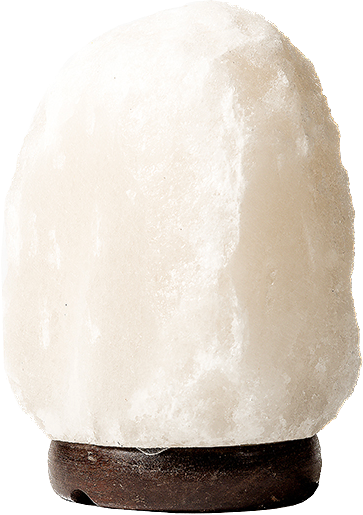 white natural cut salt lamp